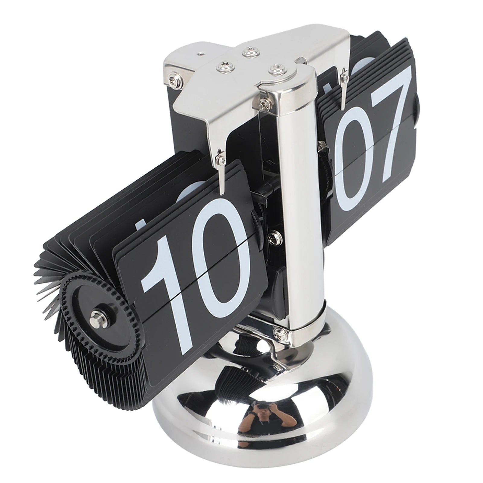 Flip Clock 24 Hours Large Number Battery Powered 304 Stainless Steel Electronic Tabletop Retro Flip Clock for Home Room Office