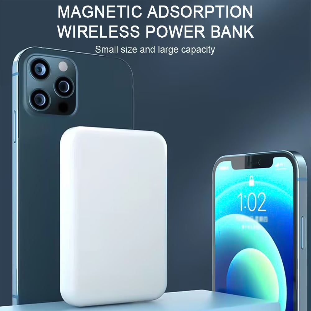 5000Mah Magnetic Wireless Portable Charger Power Bank, White