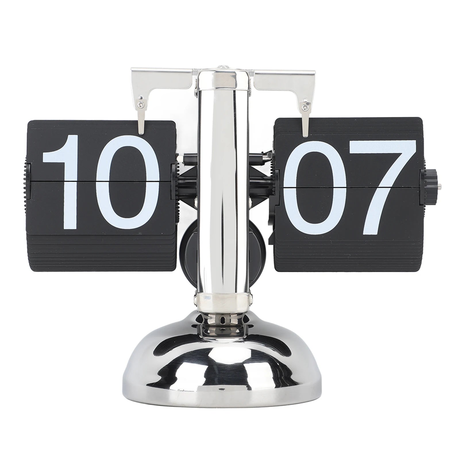 Flip Clock 24 Hours Large Number Battery Powered 304 Stainless Steel Electronic Tabletop Retro Flip Clock for Home Room Office