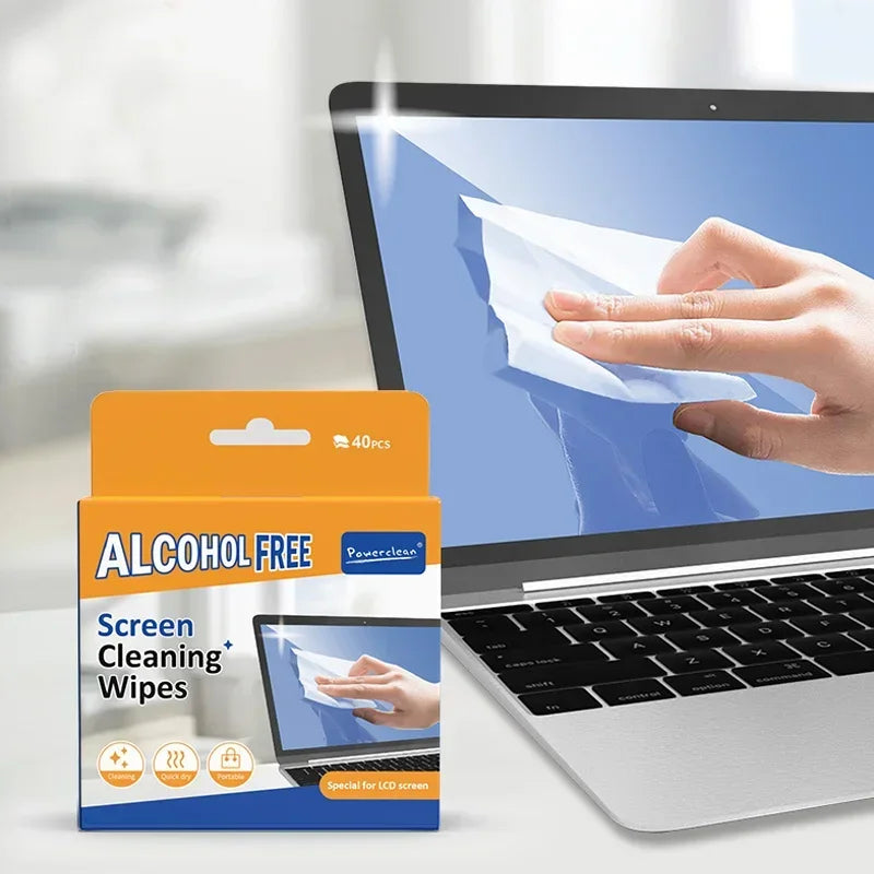 40 Pack PC Cleaners Wipes - Dry and Wet Screen Cleaning Cloths for Cars, Phones, Tablets, Laptops, Tvs and Monitors
