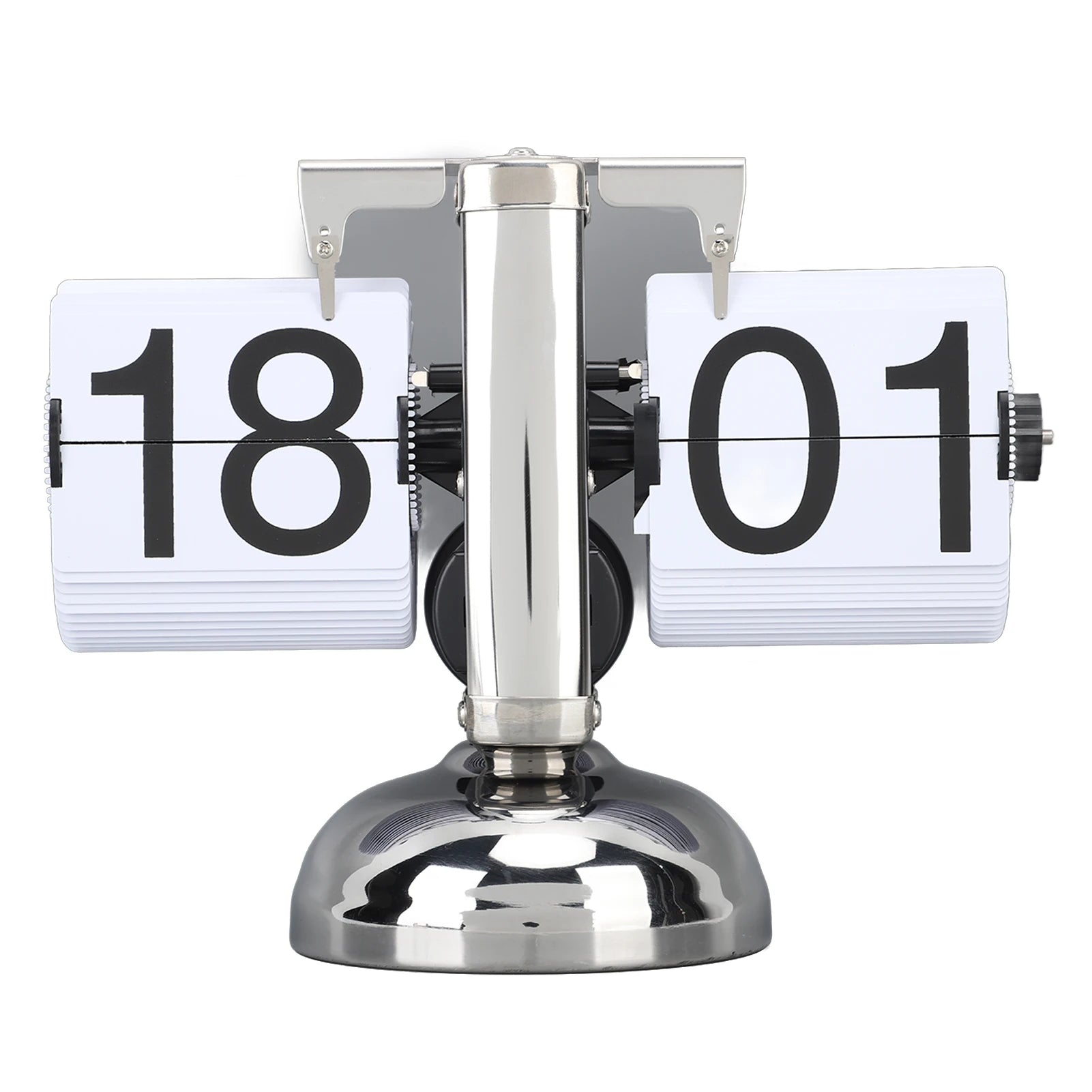 Flip Clock 24 Hours Large Number Battery Powered 304 Stainless Steel Electronic Tabletop Retro Flip Clock for Home Room Office