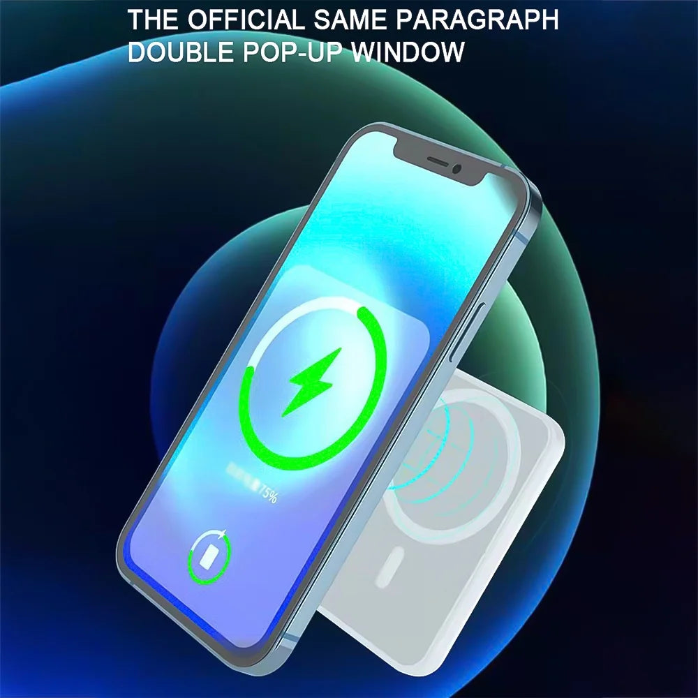 5000Mah Magnetic Wireless Portable Charger Power Bank, White